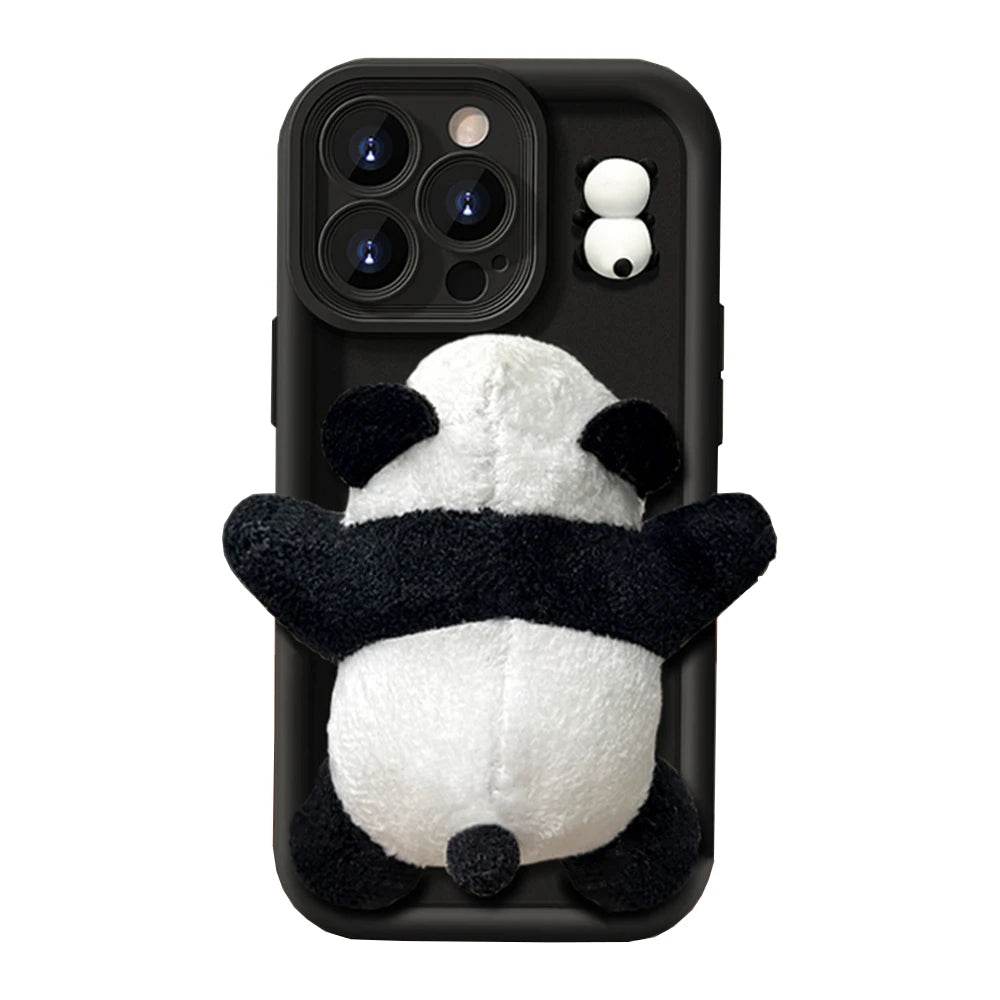 Cute Phone Cases For iPhone 15, 14 Pro Max, 13, 12 Pro, 11, X, XS, XR, 7, 8 Plus - Cartoon 3D Plush Panda Doll - PC4130 - Touchy Style