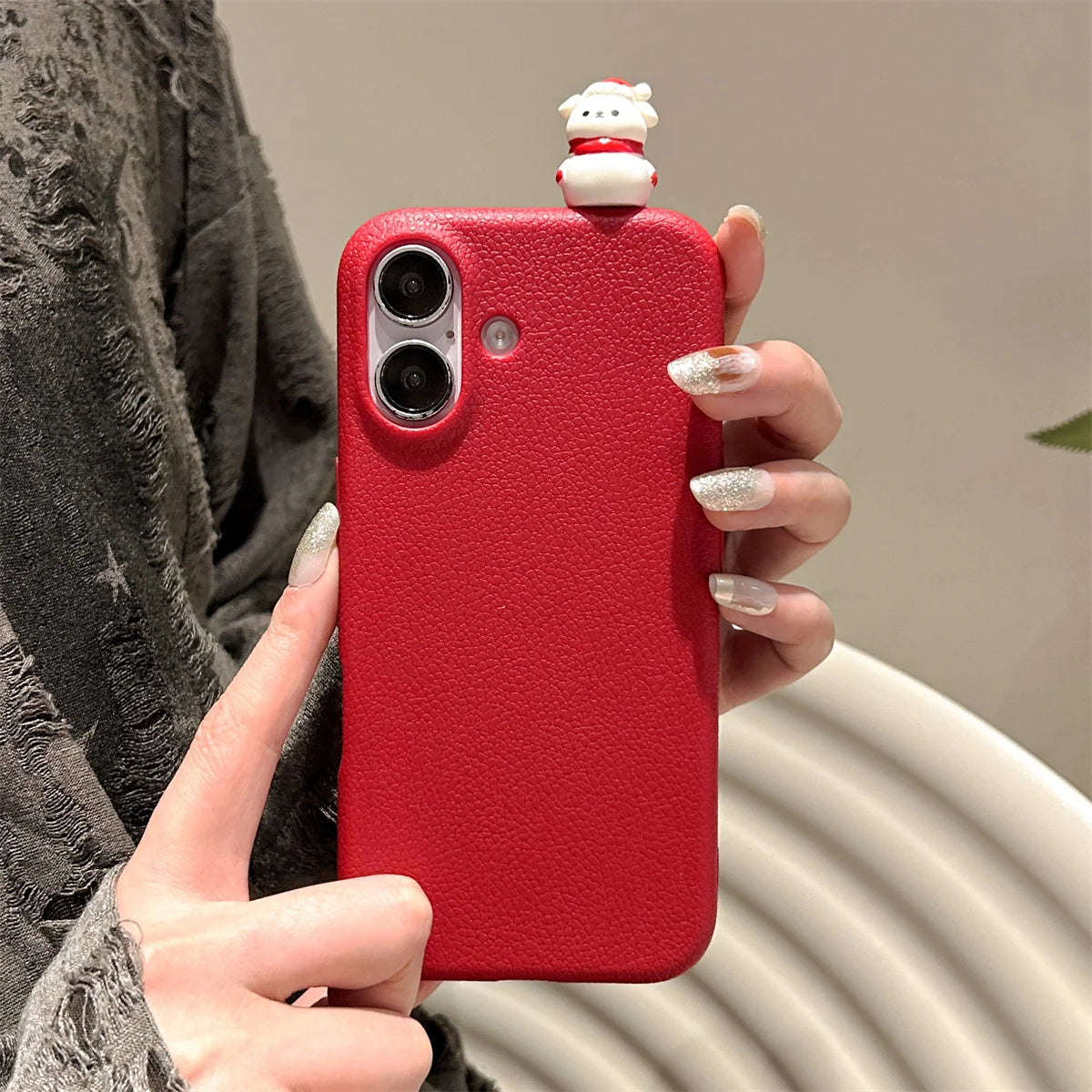 Cute Phone Cases For iPhone 16, 15, 14, 13, 12, 11, Pro, Pro Max, and Plus - 3D Snowman - Soft Cover - TSP440