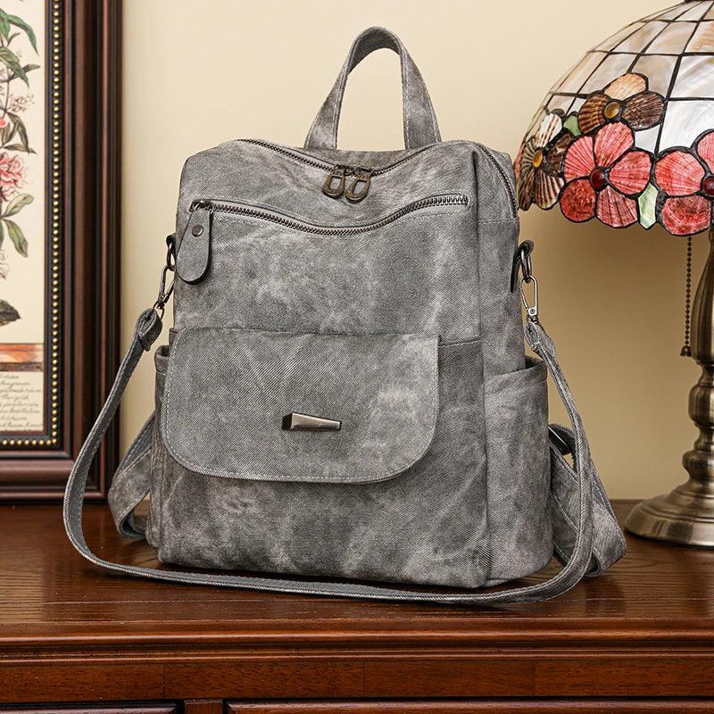 TSB63 Cool Backpacks - Vintage Pu Leather Large Capacity Bags For Women&