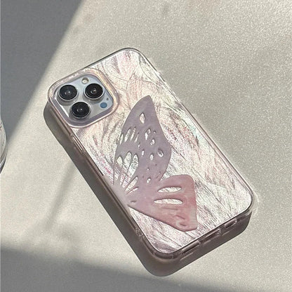 Cute Phone Cases For iPhone 15 Pro Max, 14, 13, 11, 12, 15 Plus - Glitter Butterfly - Gradient Cover - TSP262