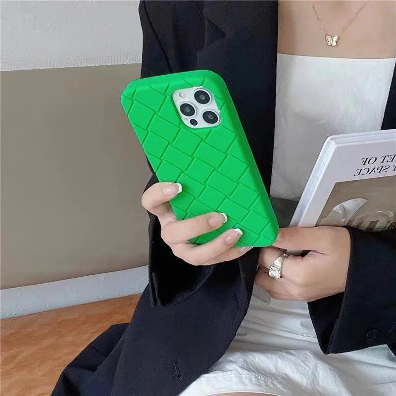 Geometric Line Solid Color Cute Phone Cases For iPhone 14, 13, 12, 11, 15 Pro Max, Xr, Xsmax, X