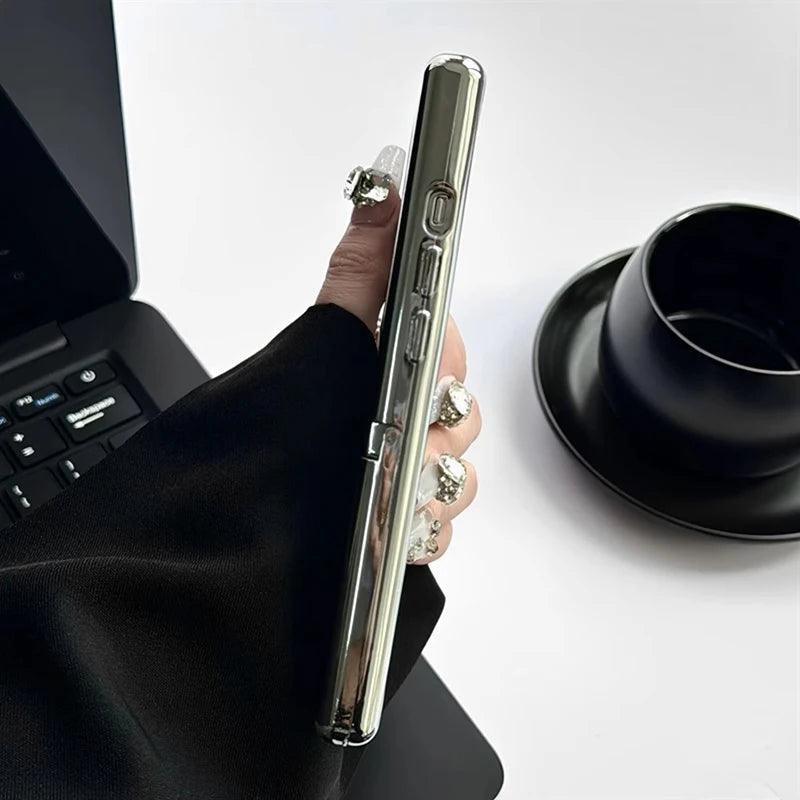 Cute Phone Cases for iPhone 15, 14, 13, 12, and 11 Pro Max - Plating Silver Mirror - Invisible Stand Holder - TSP261