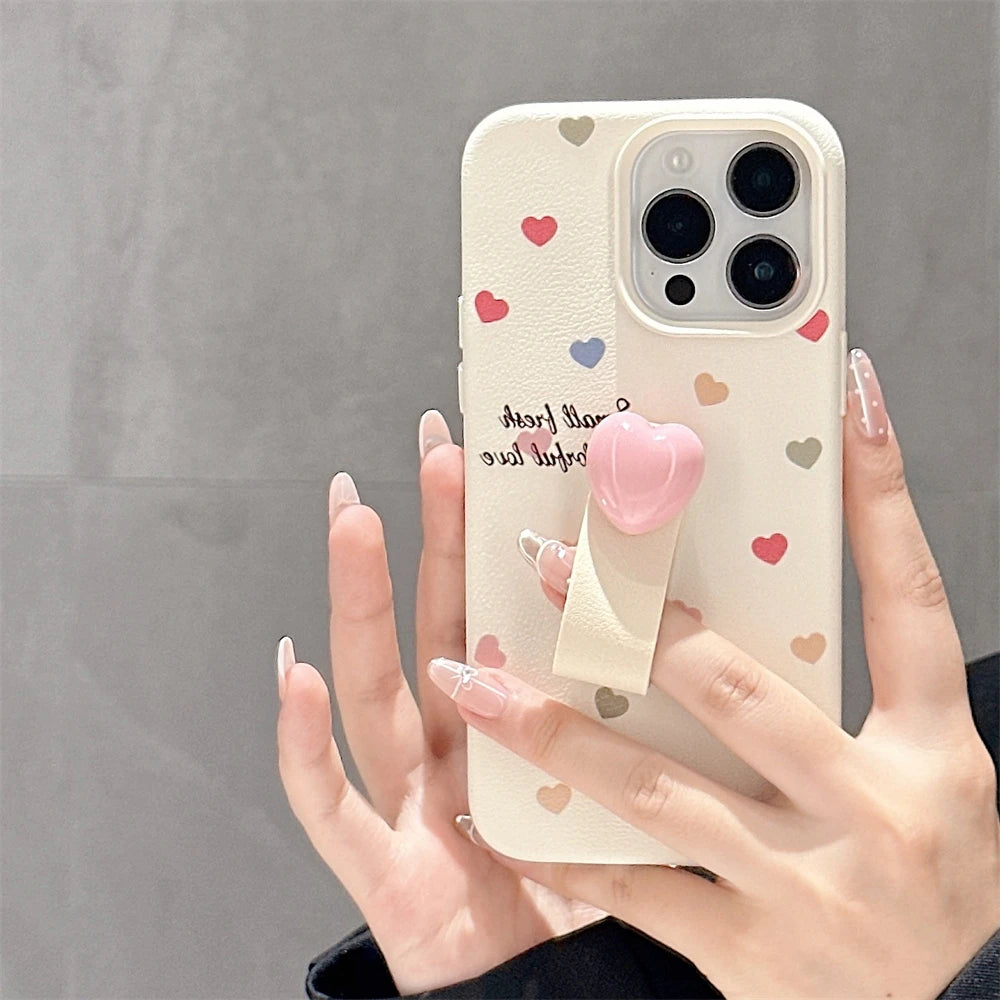 Cute Phone Cases for iPhone 15, 14, 13, 12 Pro Max, 11 - Colorful Heart, Polka Dot, Flower Ring Holder - TSP428