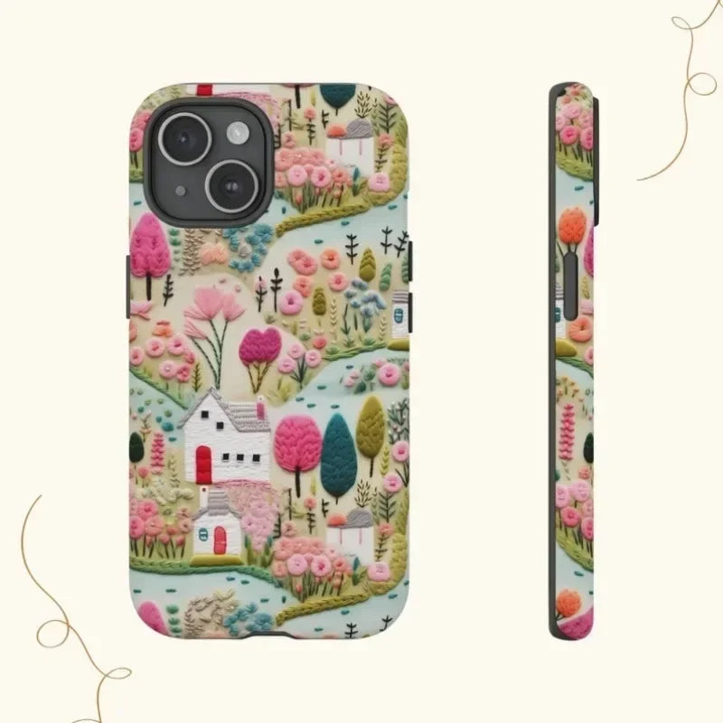 Cute Phone Cases For iPhone 16ProMax, 15, 14, 13, 12, 11 PRO, 11 Plus - Houses Botany Illustrations - Acrylic TPU Cover - IC8010