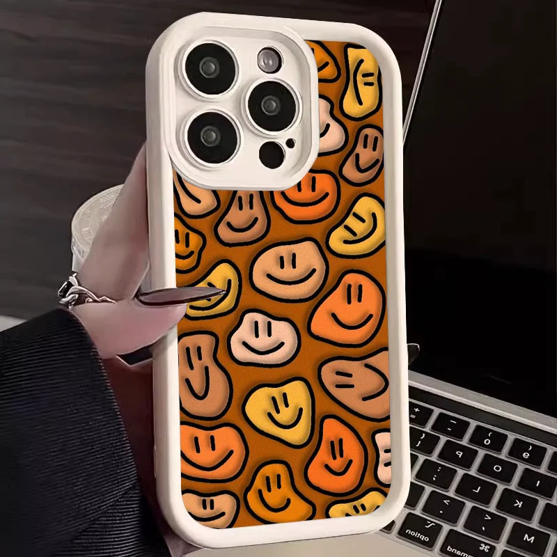 Cute Phone Cases Case for Galaxy S24, S23, S22, S21, and Note 20 series - Cartoon Happy Faces Cover - TSP386