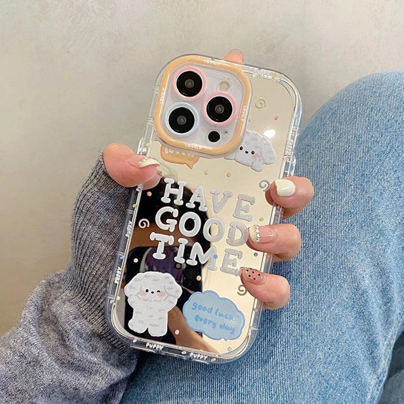 Cute Phone Cases For iPhone 15 Pro Max, 14, 13, 12, and 11 - Lovely Puppy Dog - Mirror Bumper Cover - TSP274