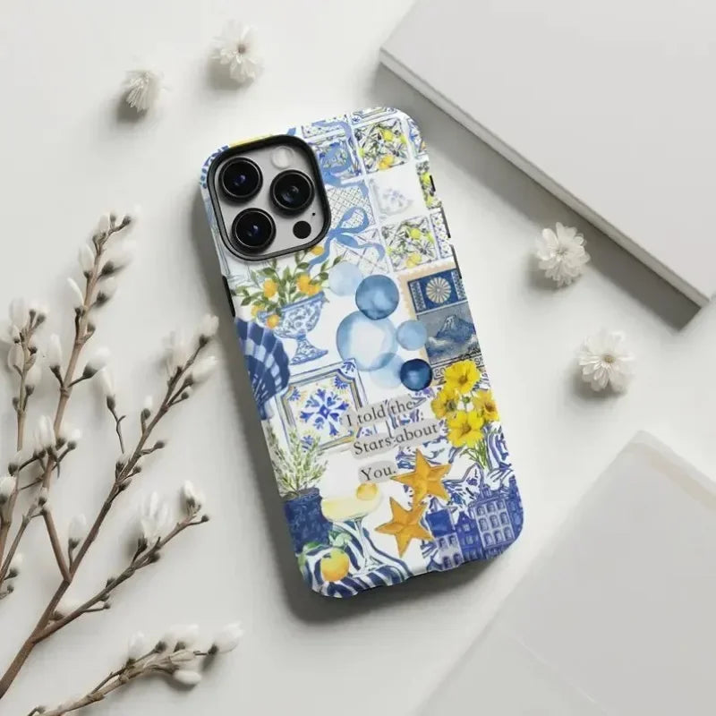 Cute Phone Cases For iPhone 15PRO MAX 14 13 12 11 PRO Plus 15pro - Mediterranean Tile Seashell Pattern - Acrylic TPU Cover