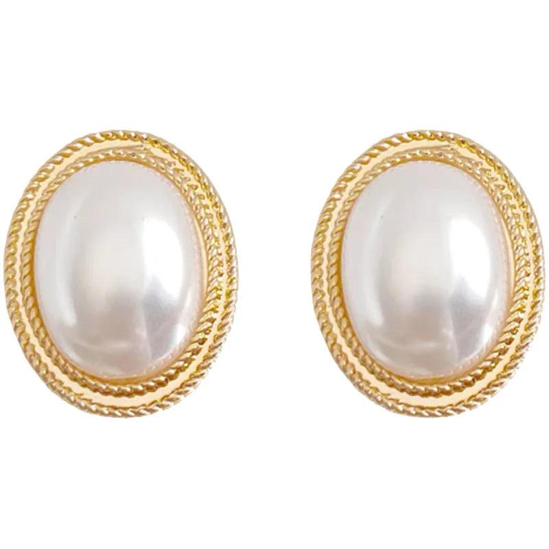 Charming Korean Earrings with White Pearls for Women - Charm Jewelry R1240