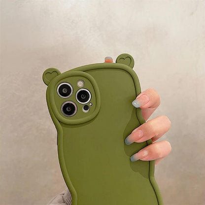 Cute Phone Cases For iPhone 11, 12, 13, 14 Pro Max, XS, XR, X, and 14 Plus - Cartoon Bear Ears - Curly Wavy Frame - TSP249