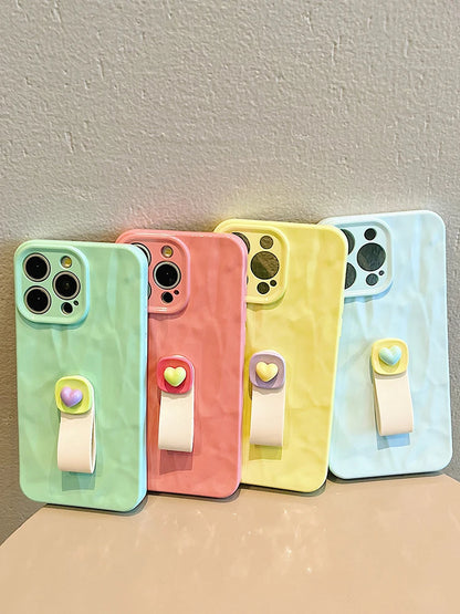 Cute Phone Cases: Wrinkle Texture with Ring Holder for iPhone 15/14/13/12/11 Pro Max - TSP316