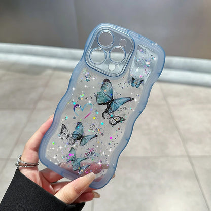 Cute Phone Cases: Bling Glitter Butterfly Bumper for iPhone 7-15 Pro Max - TSP308