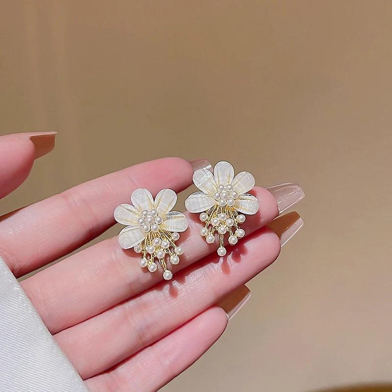 Flower Pearl Drop Earrings Charm Jewelry ECJTXY48 Accessories