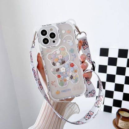 Transparent Cat Bear Cute Phone Cases For iPhone 16, 15, 14, 13, 11, 12 Pro Max, XS, X, XR, 8, 7 Plus