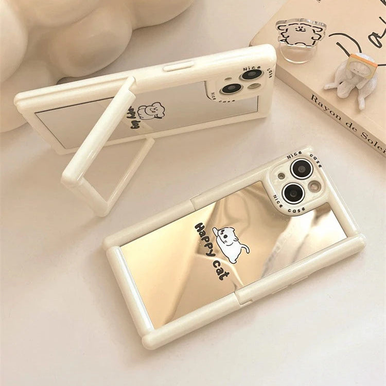 TSP104 Cute Phone Cases For iPhone 11, 12, 13, 14, and 15, Pro Max and 15 Plus - Cartoon Cat Dog Pattern - Invisible Kickstand Holder