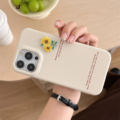 Cute Phone Cases for iPhone 16, 15, 14, 13, and 12 Pro Max - Embroidery Flowers Cover - TSP333