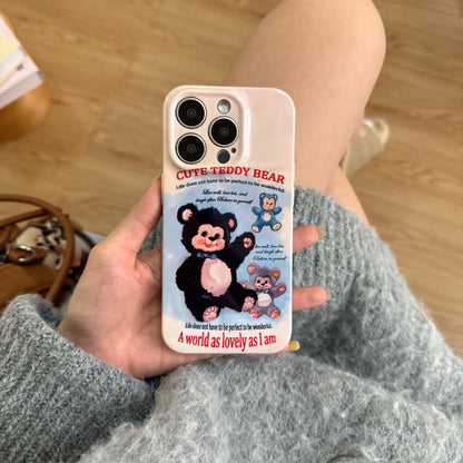 Cute Phone Cases For iPhone 16, 15, 14, 13, 12, 11 Pro Max - Plush Bear Doll Art - Cartoon Sweet Cover - CC7121