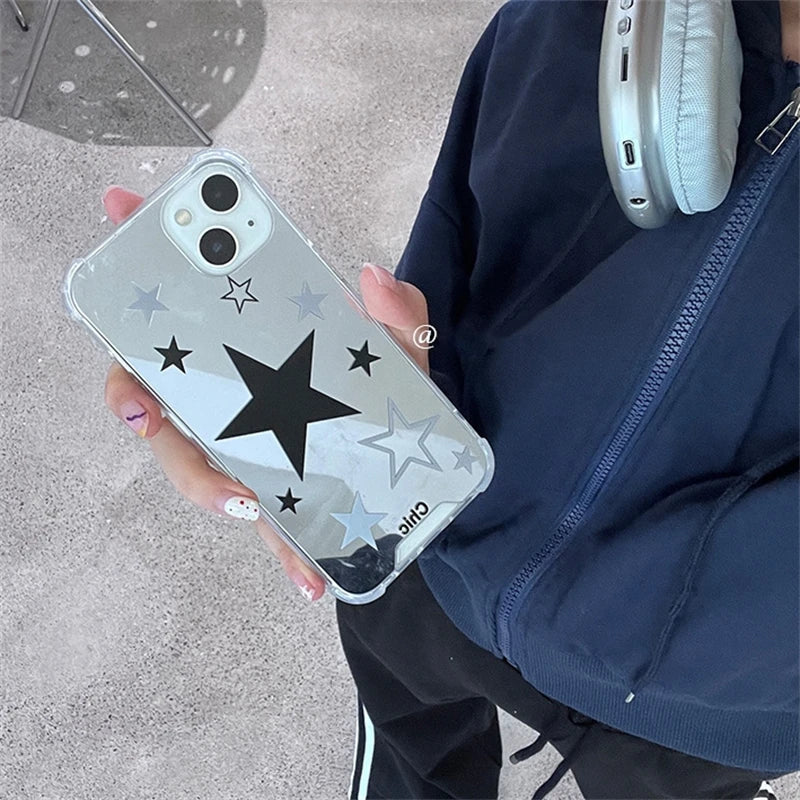 Cute Phone Cases for iPhone 14, 13, 12, 11 Pro Max, X, XR, and XS Max - Stars Mirror Cover - TSP449