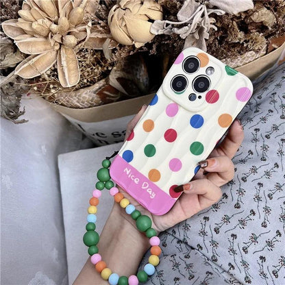 Cute Phone Cases for iPhone 11, 12, 13, 14, and 15 Pro Max - Rainbow Dots - Glossy Cover - TSP272