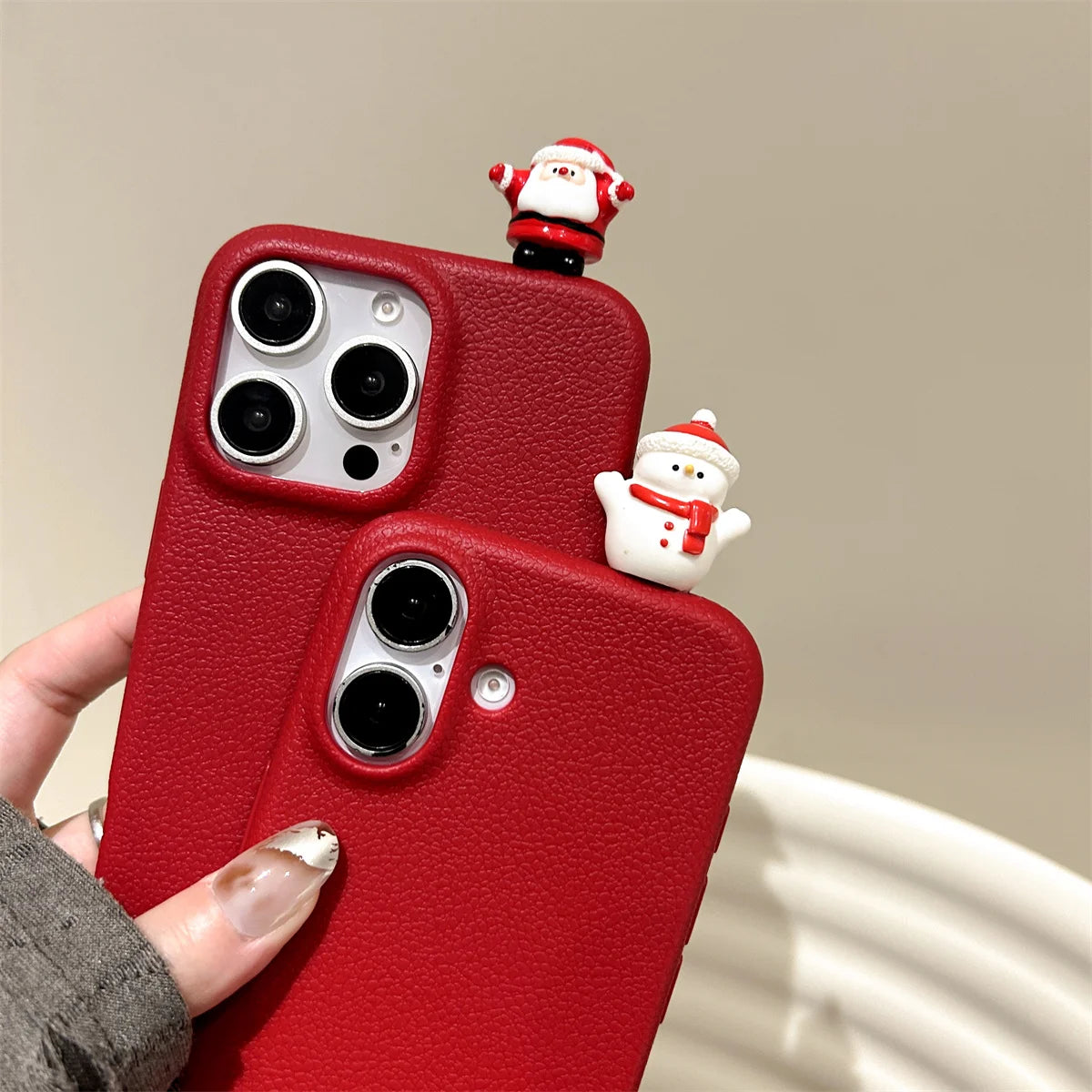 Cute Phone Cases For iPhone 16, 15, 14, 13, 12, 11, Pro, Pro Max, and Plus - 3D Snowman - Soft Cover - TSP440