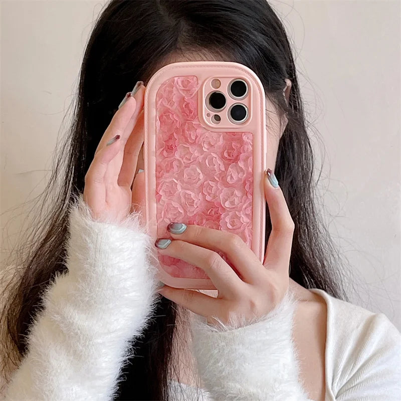 Cute Phone Cases for iPhone 15 Pro Max, 15 Plus, 14, 13, 12, and 11 - Pink Flowers - Girly Back Cover - TSP259