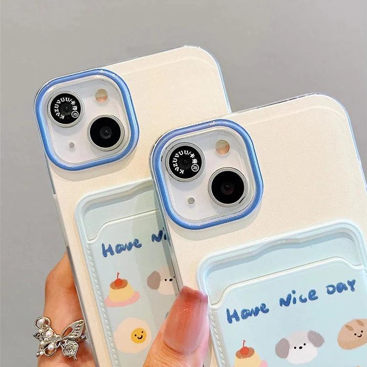 Cute Phone Cases Cartoon for iPhone 15, 14, 13, 11, and 12 Pro Max  - Dog, Cat, Bear Pattern -  With Wristchain - TSP277