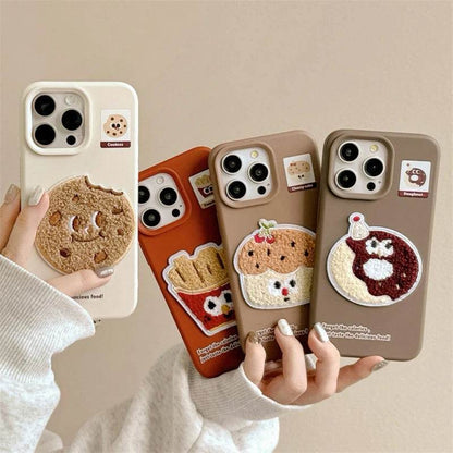 Cute Phone Cases For iPhone 16 Pro Max, 15, 13, 14, 12, 16 Plus - Funny 3D Plush Foods Pattern - Soft TPU Cover - PC8421 - Touchy Style