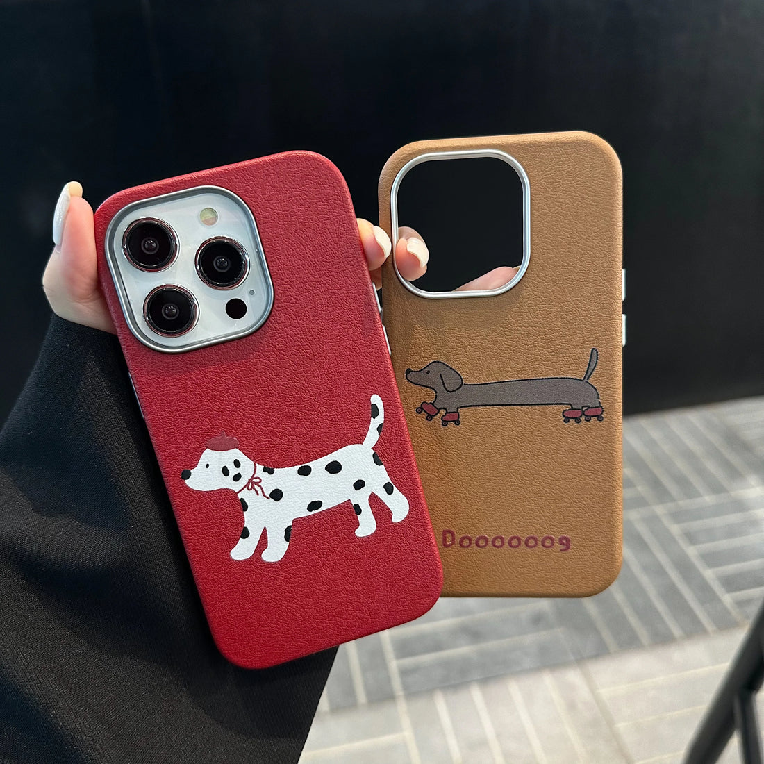 Cute Phone Cases For iPhone 16, 15, 14, 13 Pro Max - Lovely Dogs Pattern - Leather Chic Cover - PC5420