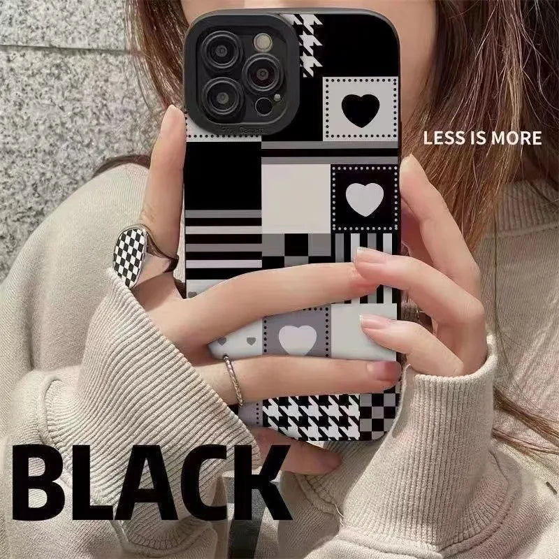 Black White Grid Cute Phone Cases For iPhone 14 11 7 8 Plus X XR XS 11 13 12 Pro Max