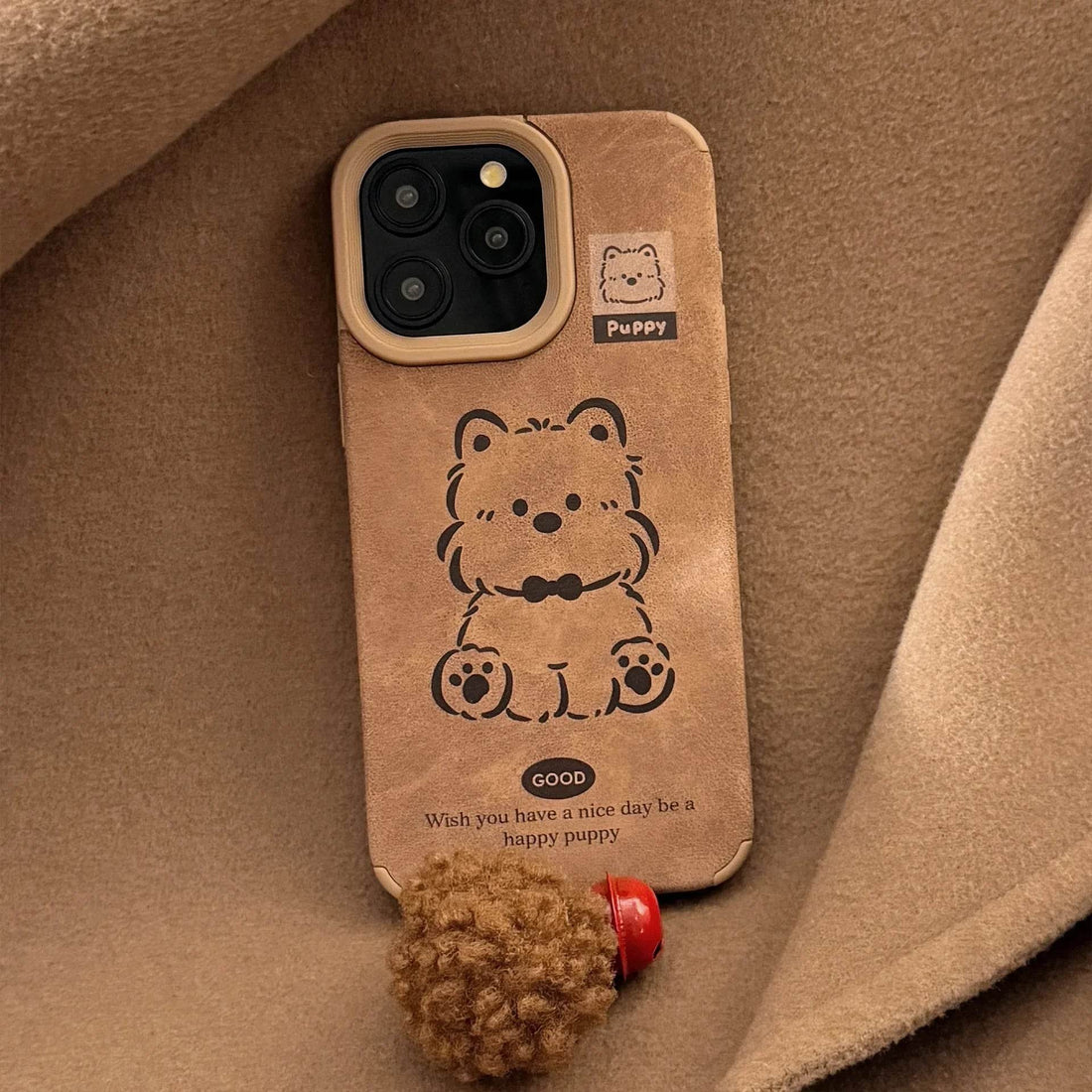 Cute Phone Cases For iPhone 16, 15, 14, 13, 12, 11 Pro Max - Puppy Dog Art Pattern - Leather Cartoon Cover - CC8140 - Touchy Style