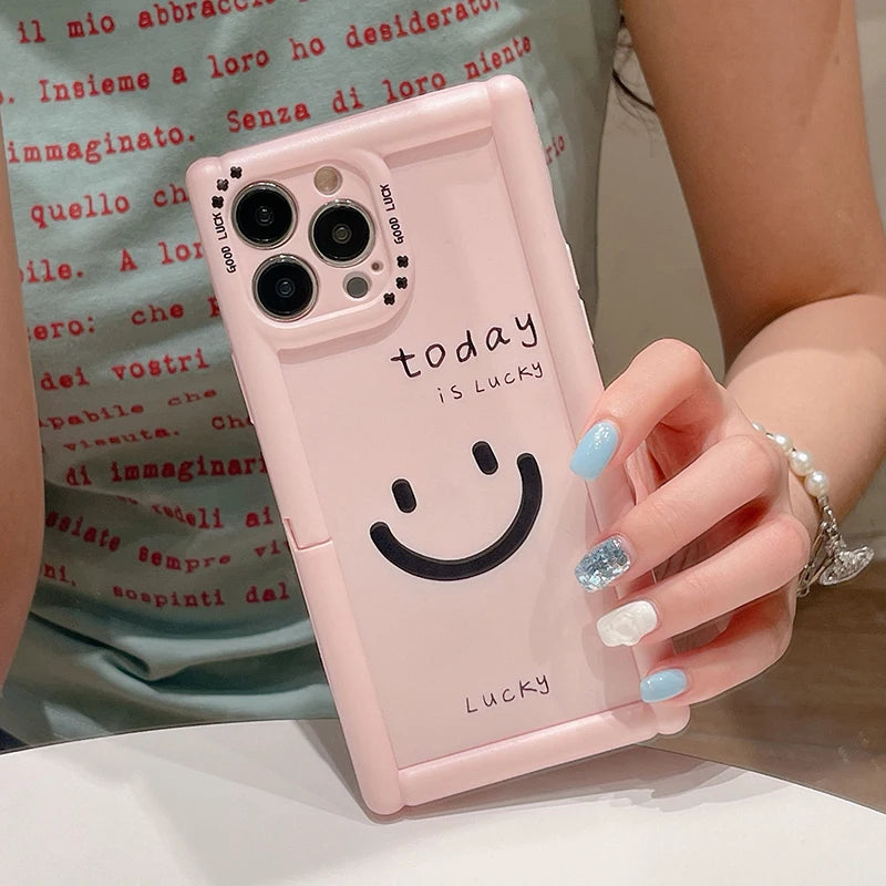 Cute Phone Cases - Lucky Happy Smile Holder Stand Case for iPhone 15/14/13/12 Pro Max - TSP292