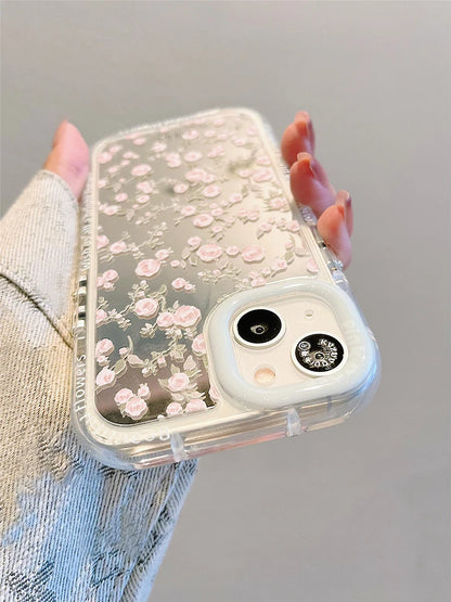 Cute Phone Cases: Pink Rose Makeup Mirror for iPhone 15 Pro Max, 14, 13, 12, and 11 - TSP300