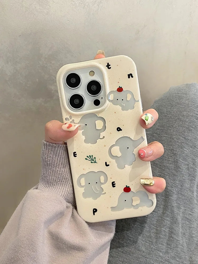 Cute Phone Cases For iPhone 15 Pro Max, 14, 13, 12, and 11 - Cartoon Hollow Out Elephant - TSP265