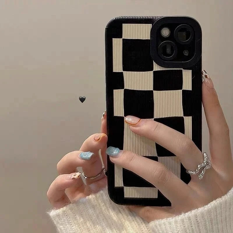 Black White Grid Cute Phone Cases For iPhone 14 11 7 8 Plus X XR XS 11 13 12 Pro Max