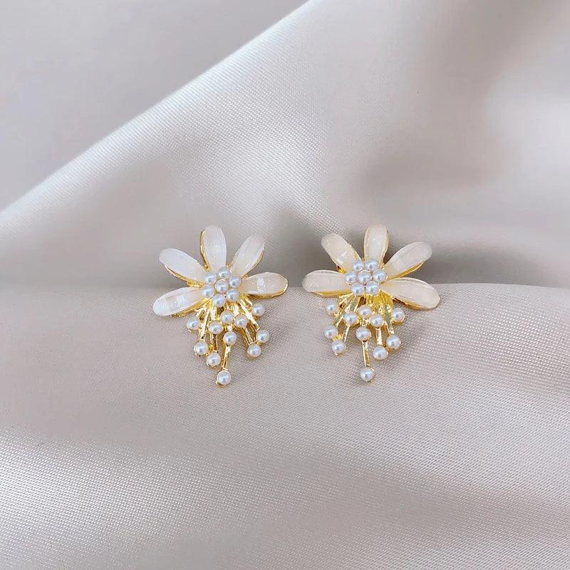 Flower Pearl Drop Earrings Charm Jewelry ECJTXY48 Accessories