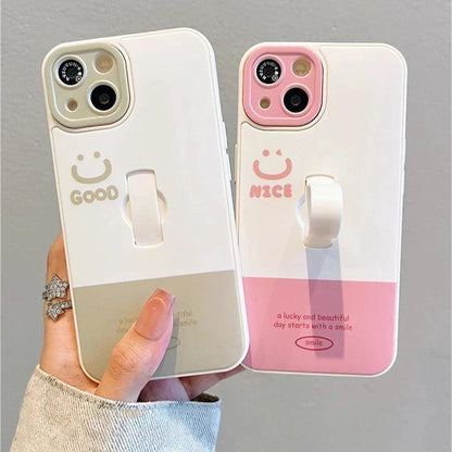 Cute Phone Cases for iPhone 11, 12, 13, 14, and 15 Pro Max - &quot;Nice Smile&quot; Words with Invisible Bracket - TSP209