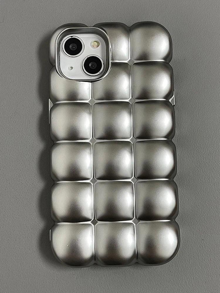 Cute Phone Cases for iPhone 15, 14, 13, 12, and 11 Pro Max - Metal Silver - Stylish Lattice - TSP282