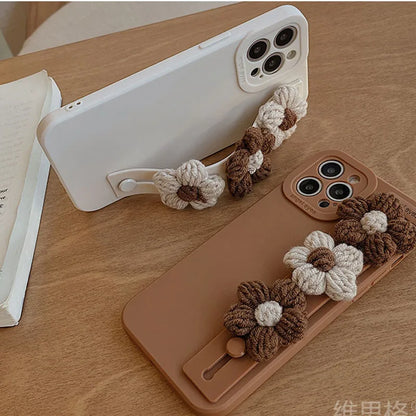 Cute Phone Cases for iPhone 11, 12, 13, 14, 15, and 16, including Pro Max and Plus versions - 3D Knitted Flower Pattern - TSP445