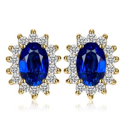 JPECJ258 Stud Earrings Charm Jewelry - Created Sapphire Ruby 925 Sterling Silver