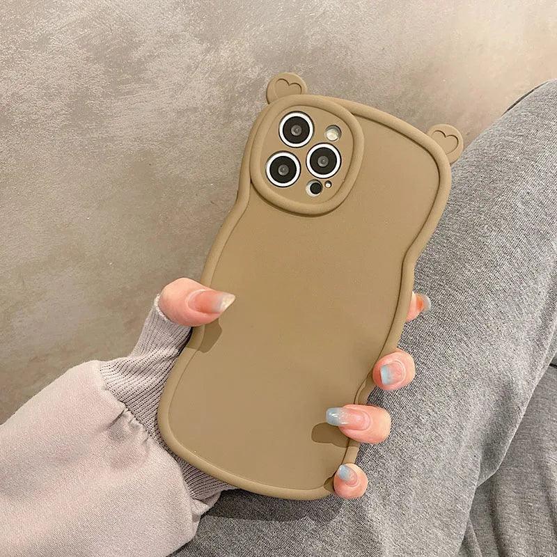 Cute Phone Cases For iPhone 11, 12, 13, 14 Pro Max, XS, XR, X, and 14 Plus - Cartoon Bear Ears - Curly Wavy Frame - TSP249