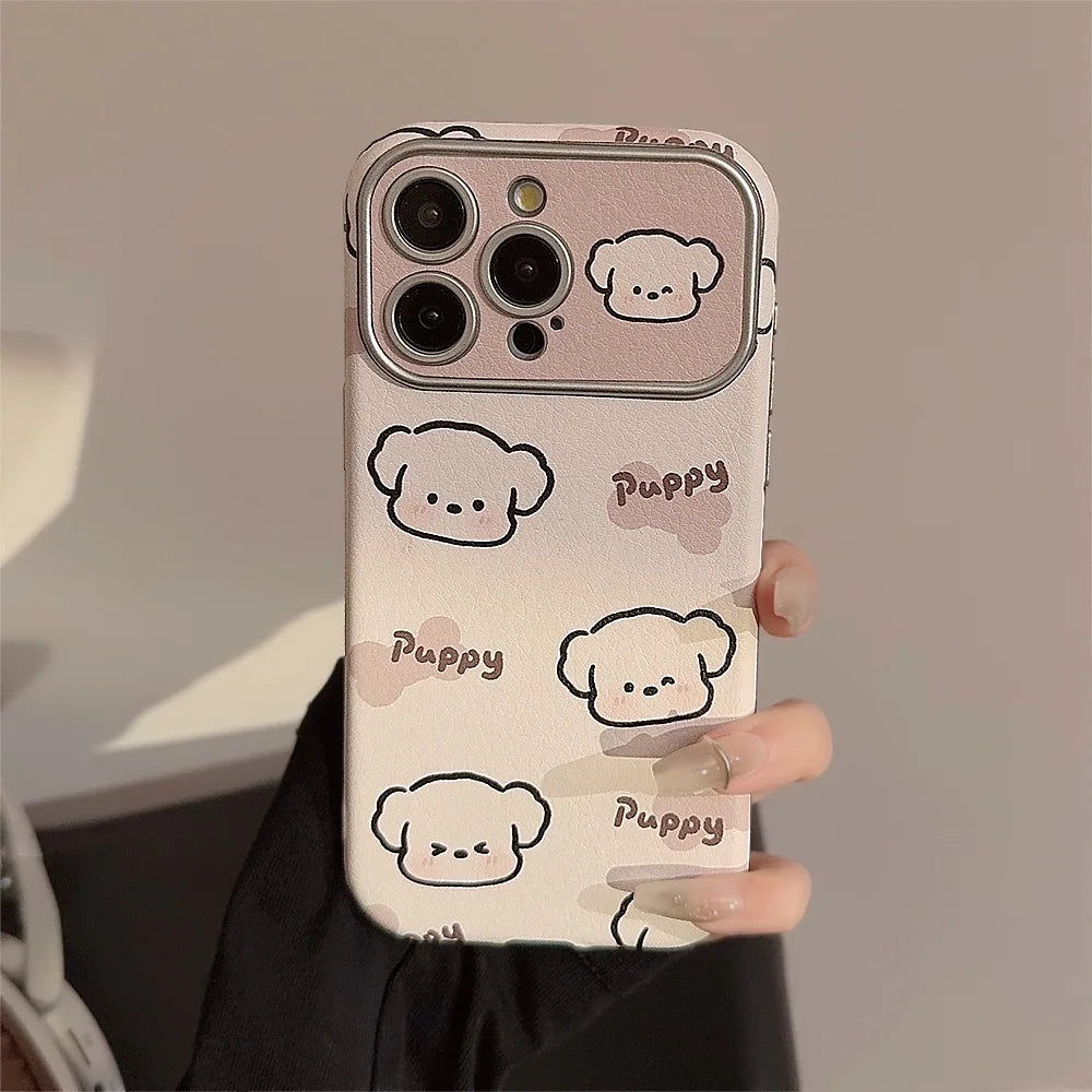 Cute Phone Cases For iPhone 16, 15, 14, 13, 12 Pro Max, 15 Plus - Funny Sweet Puppy Dog Pattern - Leather Cover - PC9120