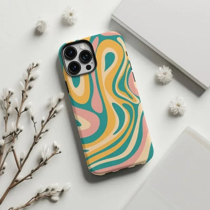 Cute Phone Cases For iPhone 16 Pro Max, 15, 14, 13, 12, or 11 Pro or Pro Max - Groovy Waves Acrylic Cover  - TSP521