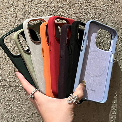 Cute Phone Cases For iPhone 16, 15, 14 Plus, 13, and 12 Pro Max - Fiber Leather Soft Back Cover - TSP425