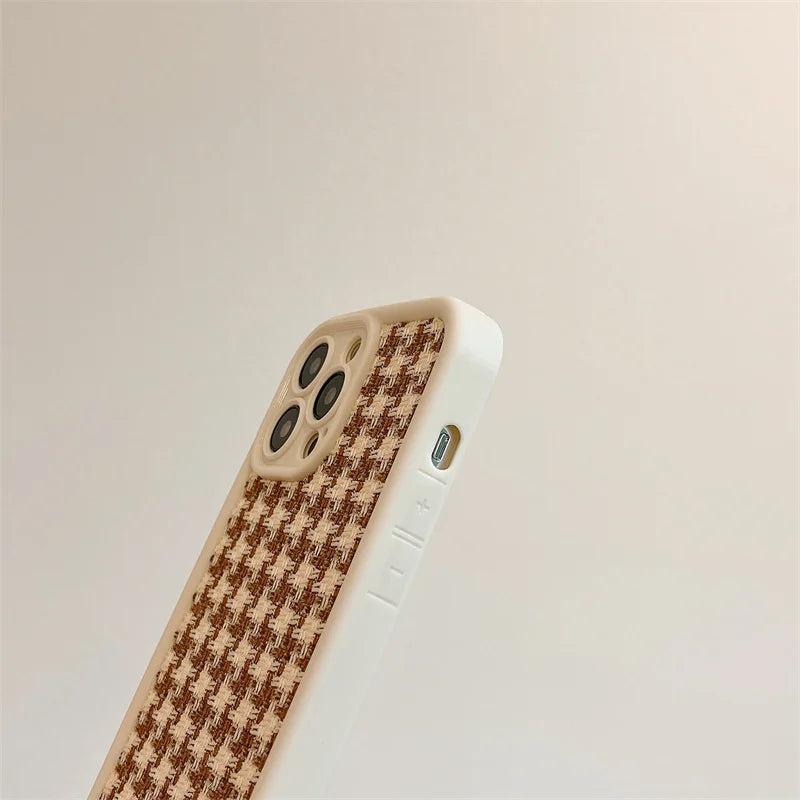 Cute Phone Cases For iPhone 15/14/13/12/11/SE/7/8  - Cloth Lattice Grid - TSP321