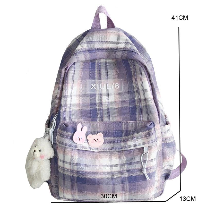 TSB30 Cool Backpacks - Fashion Plaid Nylon Travel Bag for Girls - Touchy Style