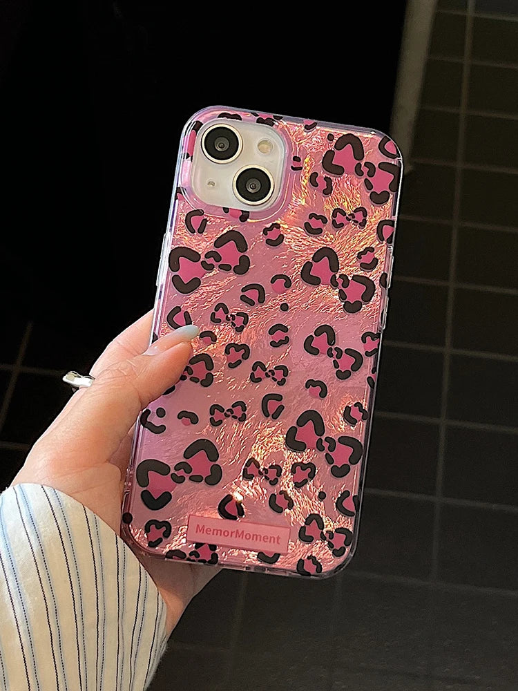 Cute Phone Cases: Stylish Leopard 3D Glitter Bow for iPhone 11-15 Pro Max - TSP317