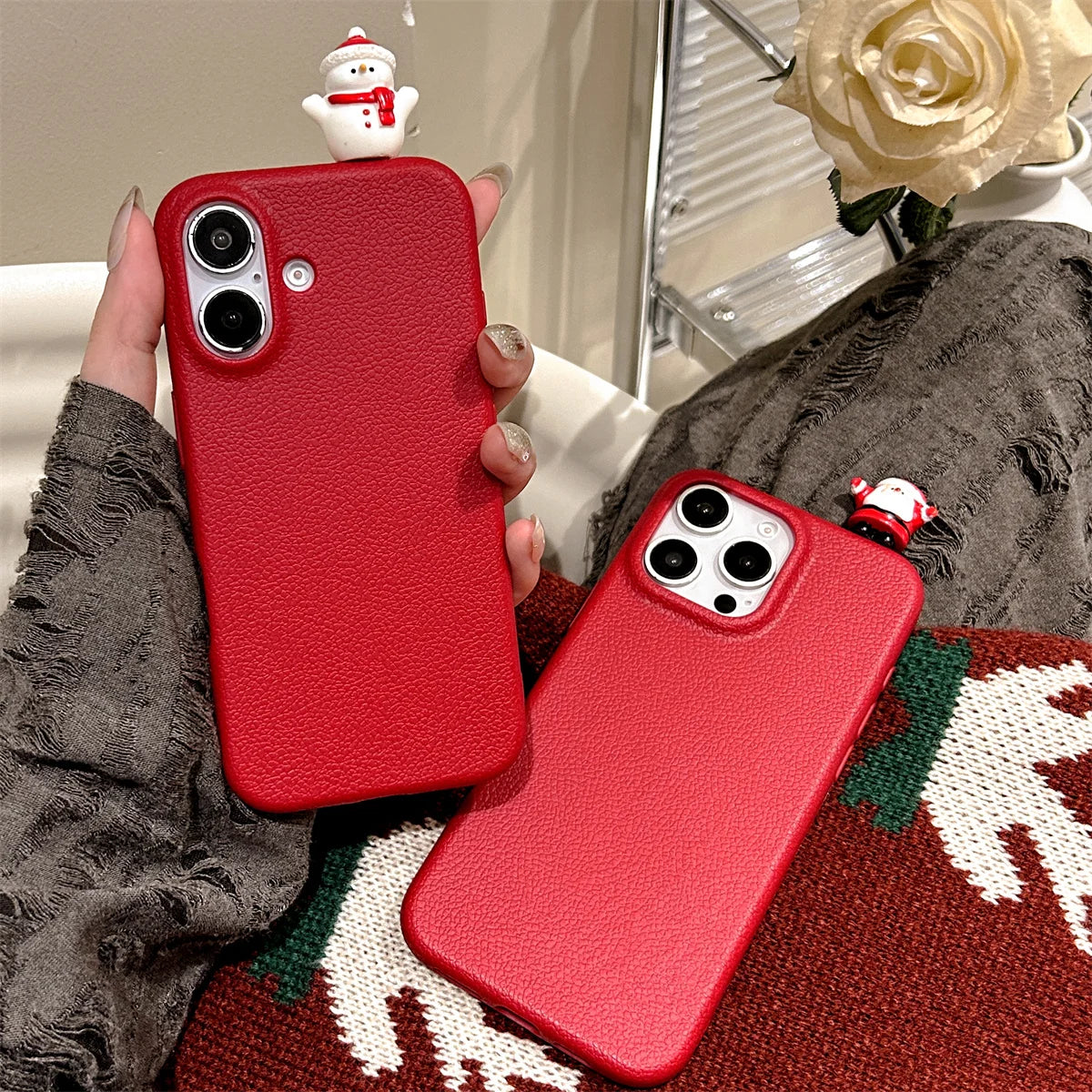 Cute Phone Cases For iPhone 16, 15, 14, 13, 12, 11, Pro, Pro Max, and Plus - 3D Snowman - Soft Cover - TSP440