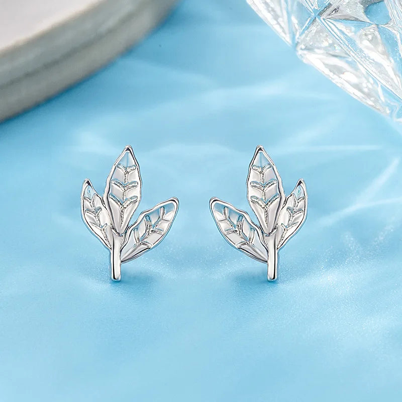 Stud Earrings Charm Jewelry - Leaf, Simple Nature - TSJ100