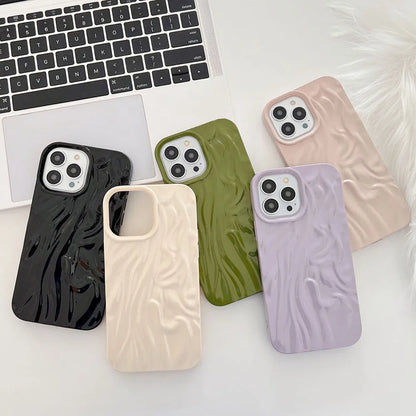 Luxury Bright Pleats Cute Phone Cases For iPhone 15, 11 Pro Max, 12, 13, 14, 14 Pro