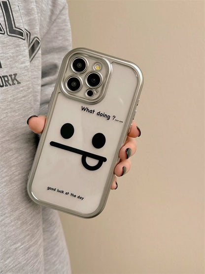 Cute Phone Cases: Funny Black Smile Pattern Clear Back Cover for iPhone 11-15 Pro Max - TSP304