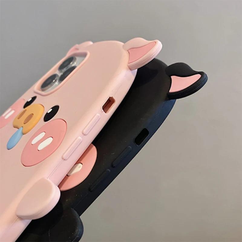 Cute Phone Cases For iPhone 14, 12, 11, 13, 15 Pro Max - Cartoon Funny Snot Pig - Soft Cover - TSP252